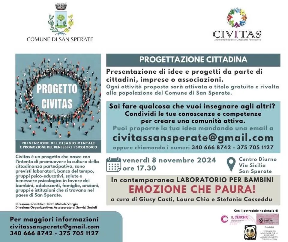 Progetto Civitas - promuovere il benessere psicologico nella Comunità di San Sperate